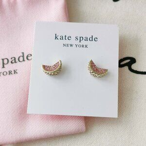 kate spade Pink and Gold Crescent Grapefruit Crystal Stud Earrings